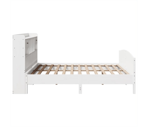 Cama con estantería sin colchón madera maciza blanca 200x200 cm