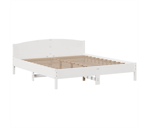 Cama con estantería sin colchón madera maciza blanca 200x200 cm