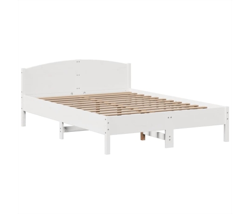 Cama con estantería sin colchón madera maciza blanca 160x200 cm