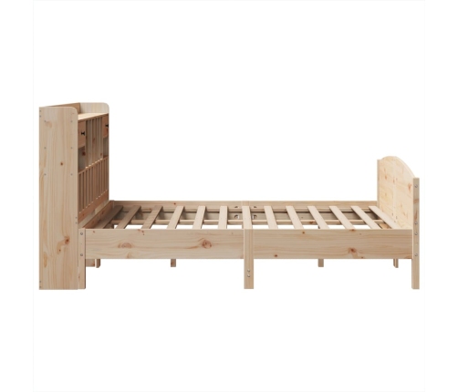 Cama con estantería sin colchón madera maciza de pino 150x200cm