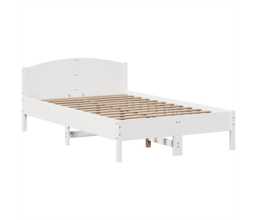 Cama con estantería sin colchón madera maciza blanca 120x200 cm