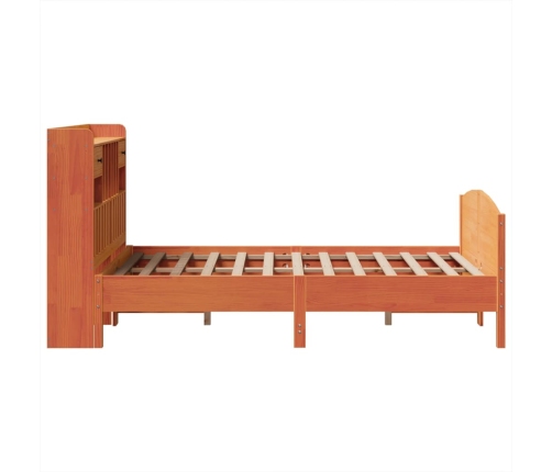 Cama con estantería sin colchón madera maciza marrón 120x200cm