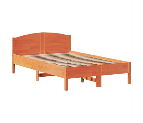 Cama con estantería sin colchón madera maciza marrón 120x200cm