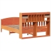 Cama con estantería sin colchón madera maciza marrón 140x190 cm