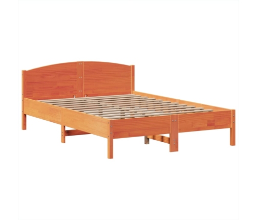 Cama con estantería sin colchón madera maciza marrón 140x190 cm