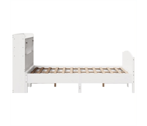 Cama con estantería sin colchón madera maciza blanca 135x190 cm