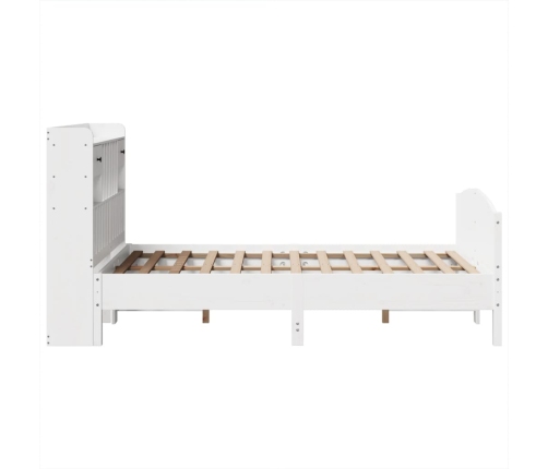 Cama con estantería sin colchón madera maciza blanca 120x190 cm