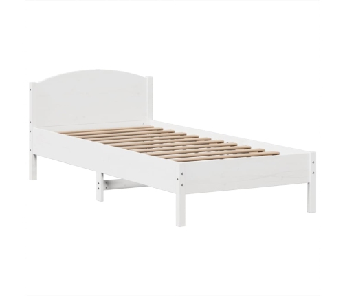 Cama con estantería sin colchón madera maciza blanca 100x200 cm