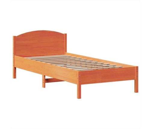 Cama con estantería sin colchón madera maciza marrón 100x200 cm