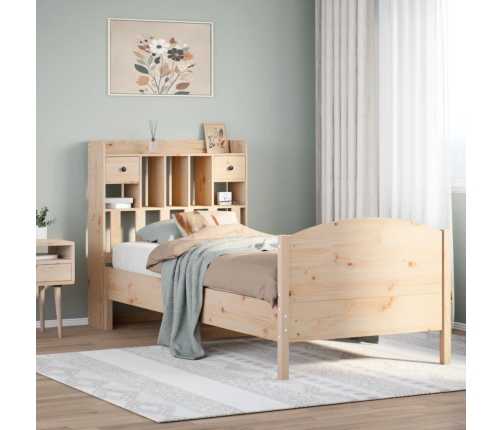 Cama con estantería sin colchón madera maciza de pino 90x200 cm