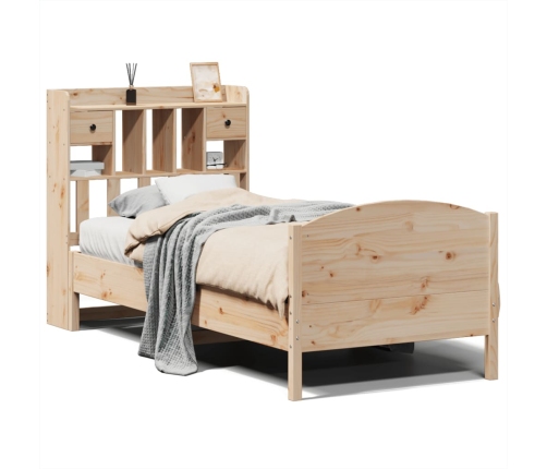 Cama con estantería sin colchón madera maciza de pino 90x190 cm