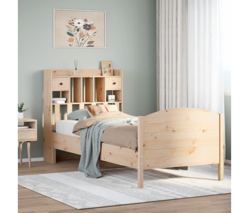 Cama con estantería sin colchón madera maciza de pino 90x190 cm