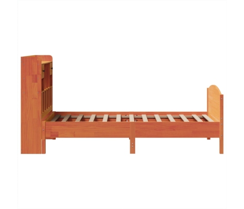 Cama con estantería sin colchón madera maciza marrón 90x190 cm