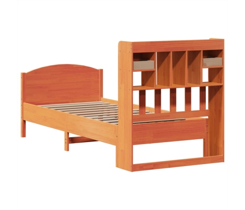 Cama con estantería sin colchón madera maciza marrón 90x190 cm