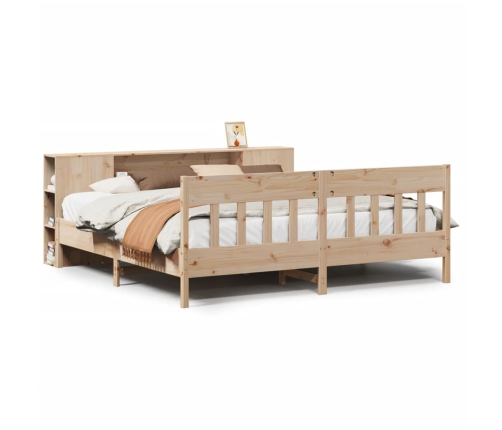 Cama con estantería sin colchón madera maciza de pino 200x200cm
