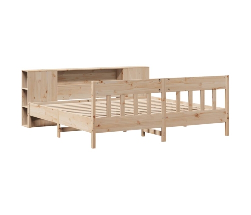 Cama con estantería sin colchón madera maciza de pino 200x200cm