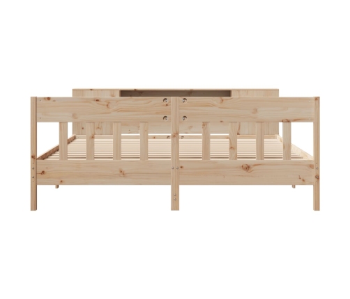 Cama con estantería sin colchón madera maciza de pino 200x200cm