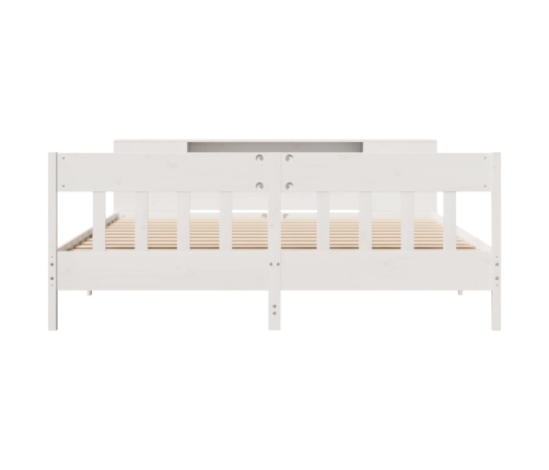 Cama con estantería sin colchón madera maciza blanca 200x200 cm