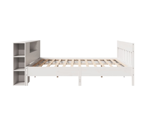 Cama con estantería sin colchón madera maciza blanca 200x200 cm