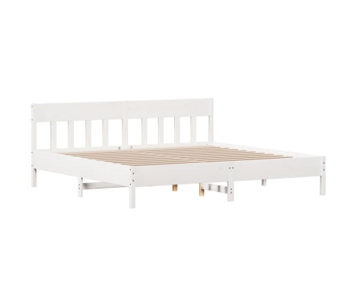 Cama con estantería sin colchón madera maciza blanca 200x200 cm