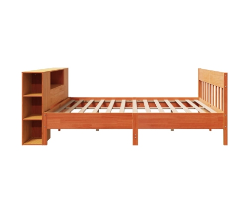 Cama con estantería sin colchón madera maciza marrón 200x200 cm