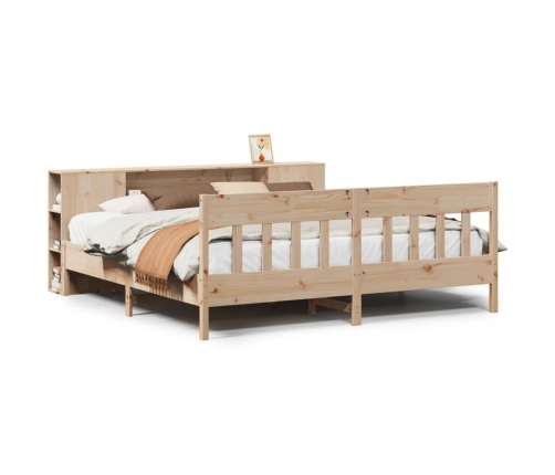 Cama con estantería sin colchón madera maciza de pino 180x200cm