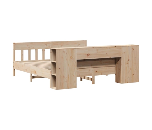 Cama con estantería sin colchón madera maciza de pino 180x200cm