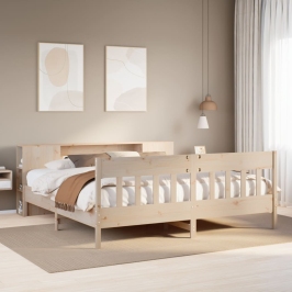 Cama con estantería sin colchón madera maciza de pino 180x200cm
