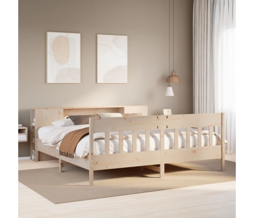 Cama con estantería sin colchón madera maciza de pino 180x200cm