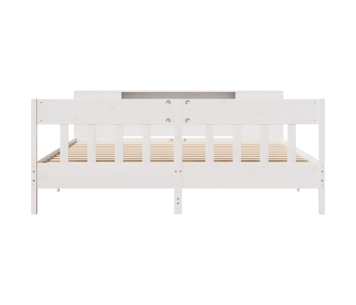 Cama con estantería sin colchón madera maciza blanca 180x200 cm