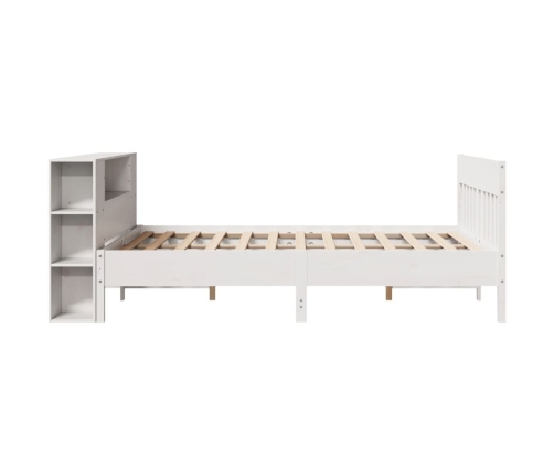 Cama con estantería sin colchón madera maciza blanca 160x200 cm