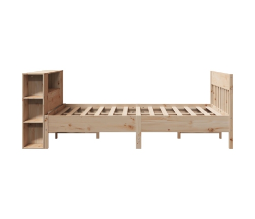 Cama con estantería sin colchón madera maciza de pino 150x200cm