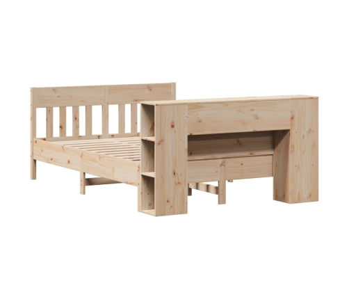 Cama con estantería sin colchón madera maciza de pino 120x200cm