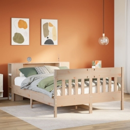 Cama con estantería sin colchón madera maciza de pino 120x200cm
