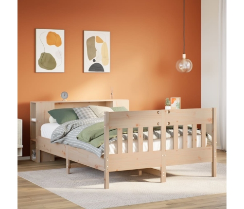 Cama con estantería sin colchón madera maciza de pino 120x200cm