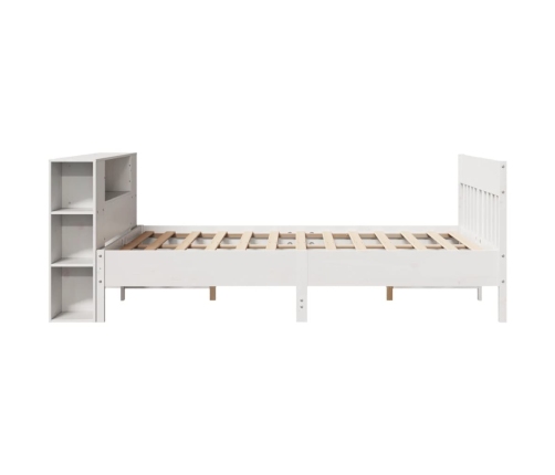 Cama con estantería sin colchón madera maciza blanca 135x190 cm