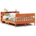 Cama con estantería sin colchón madera maciza marrón 135x190cm