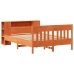 Cama con estantería sin colchón madera maciza marrón 135x190cm
