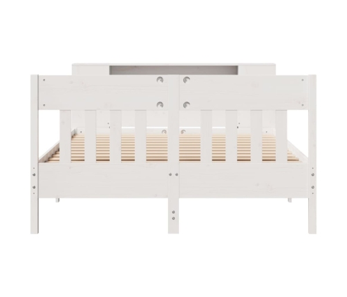 Cama con estantería sin colchón madera maciza blanca 120x190 cm