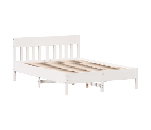 Cama con estantería sin colchón madera maciza blanca 120x190 cm