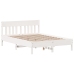 Cama con estantería sin colchón madera maciza blanca 120x190 cm