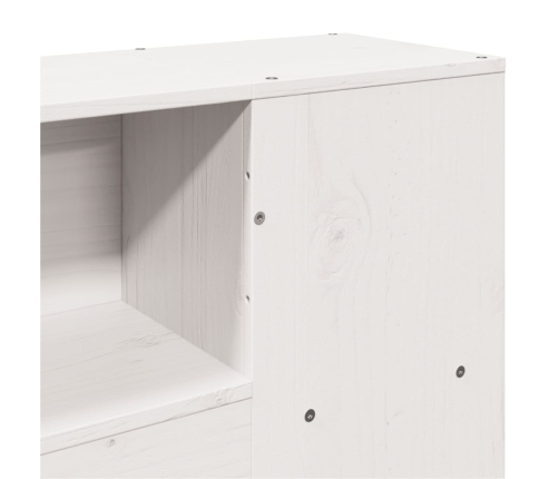 Cama con estantería sin colchón madera maciza blanca 120x190 cm