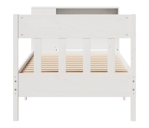 Cama con estantería sin colchón madera maciza blanca 100x200 cm