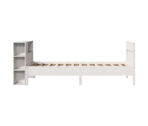 Cama con estantería sin colchón madera maciza blanca 100x200 cm