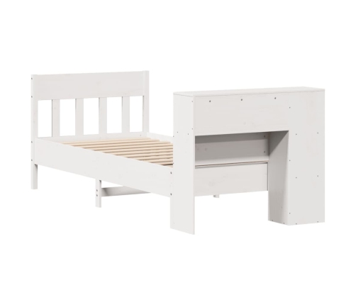 Cama con estantería sin colchón madera maciza blanca 100x200 cm