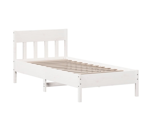 Cama con estantería sin colchón madera maciza blanca 100x200 cm