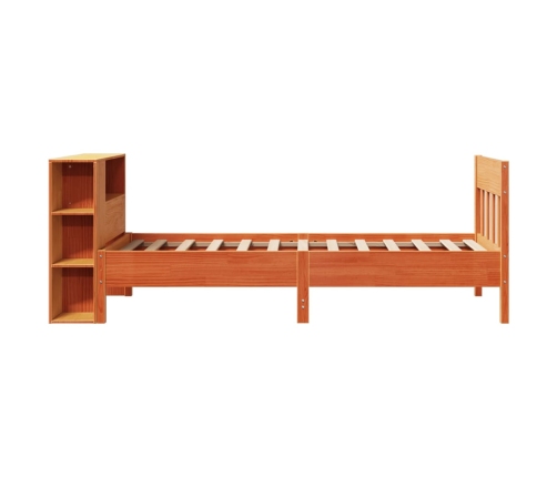 Cama con estantería sin colchón madera maciza marrón 100x200 cm