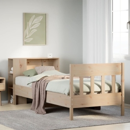 Cama con estantería sin colchón madera maciza de pino 90x200 cm