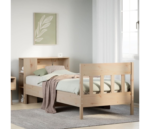 Cama con estantería sin colchón madera maciza de pino 90x200 cm