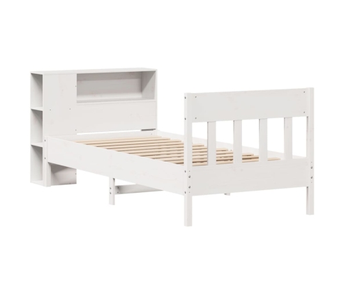 Cama con estantería sin colchón madera maciza blanco 90x200 cm
